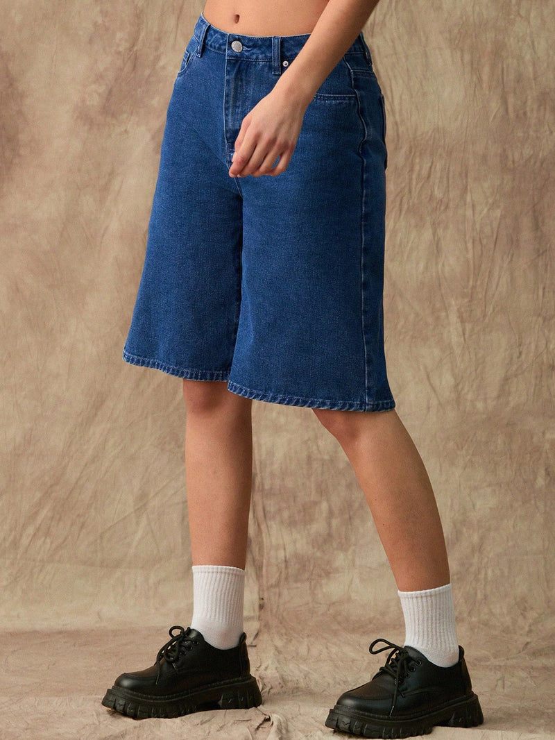 Forever 21 Pantalones Jeans casuales de pierna ancha estilo vintage de High-Street y longitud media