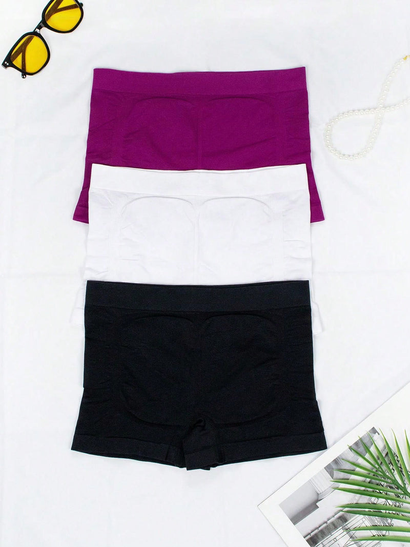 Set de 3 piezas de bragas basicas sexys para mujeres, sin costuras y transpirables, con diseno calado. Varios colores disponibles.