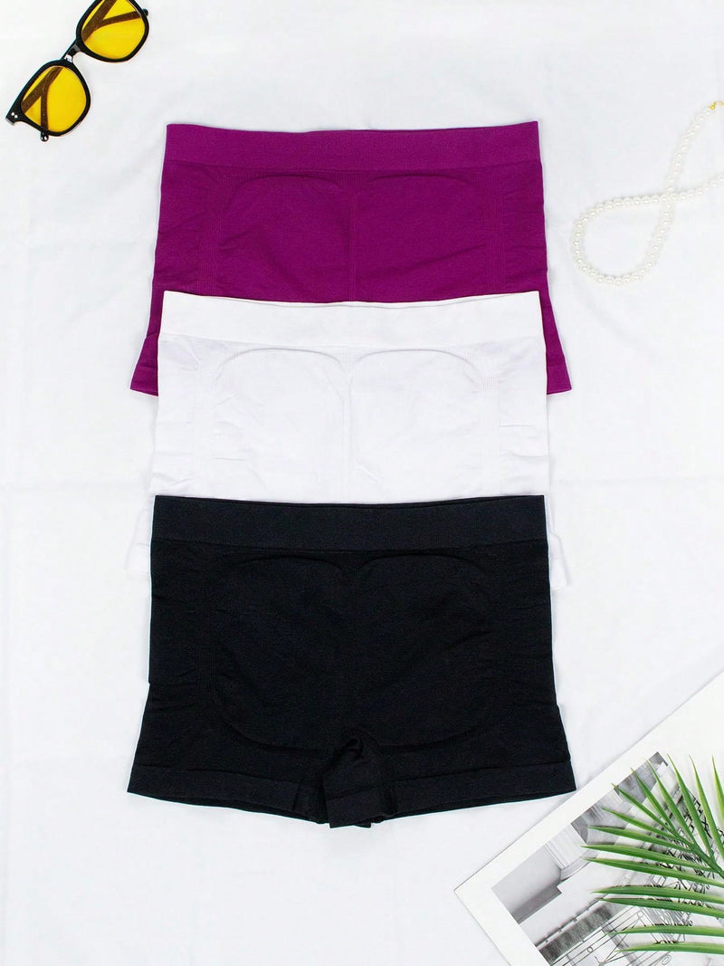 Set de 3 piezas de bragas basicas sexys para mujeres, sin costuras y transpirables, con diseno calado. Varios colores disponibles.