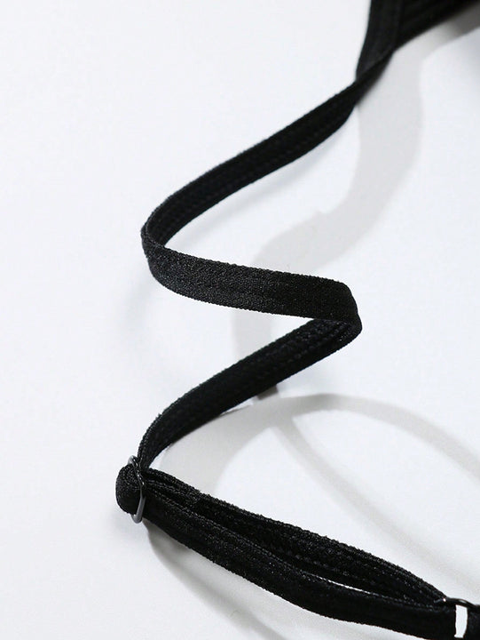 Sujetador sin costuras sexy para mujer, sin relleno, negro, correas delgadas, chaleco deportivo/fitness/yoga, soporte de espalda