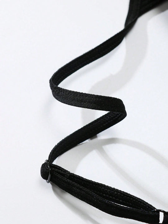 Sujetador sin costuras sexy para mujer, sin relleno, negro, correas delgadas, chaleco deportivo/fitness/yoga, soporte de espalda