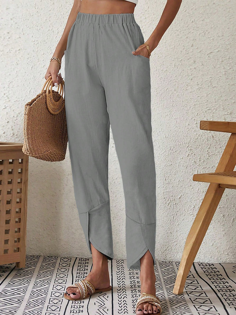 Pantalones largos casuales, solidos y simples para mujeres de moda