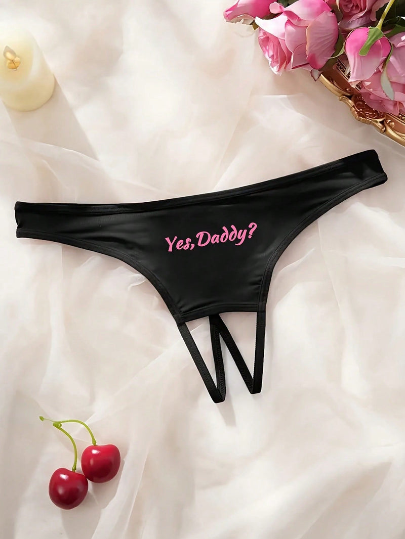 Tanga sexy e imprseionante para mujer con estampado, entrepierna abierta y personalidad en ropa interior