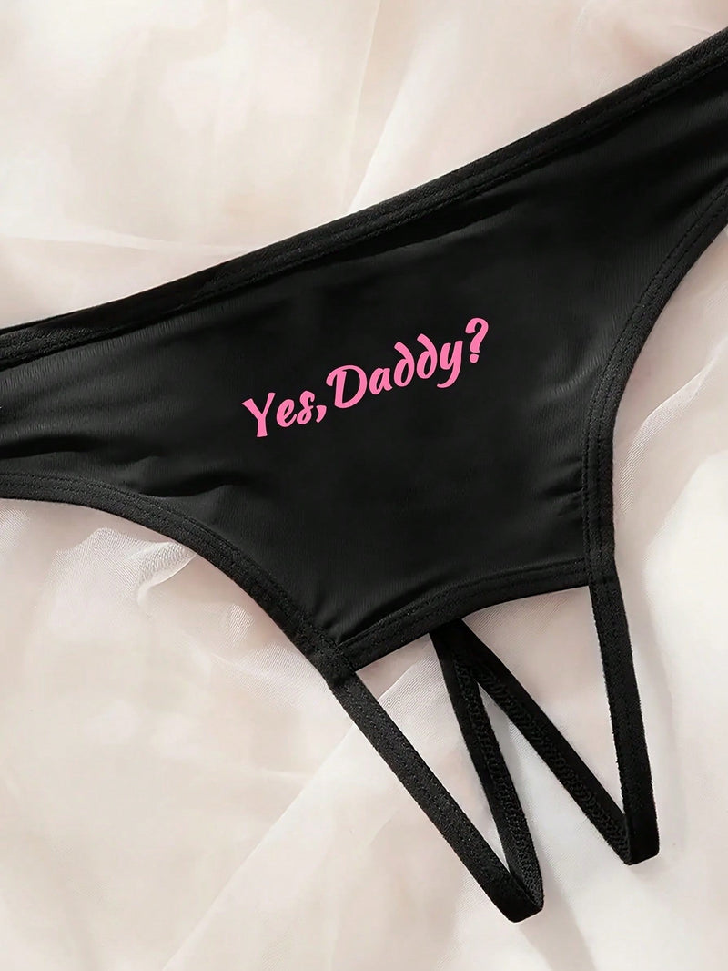 Tanga sexy e imprseionante para mujer con estampado, entrepierna abierta y personalidad en ropa interior