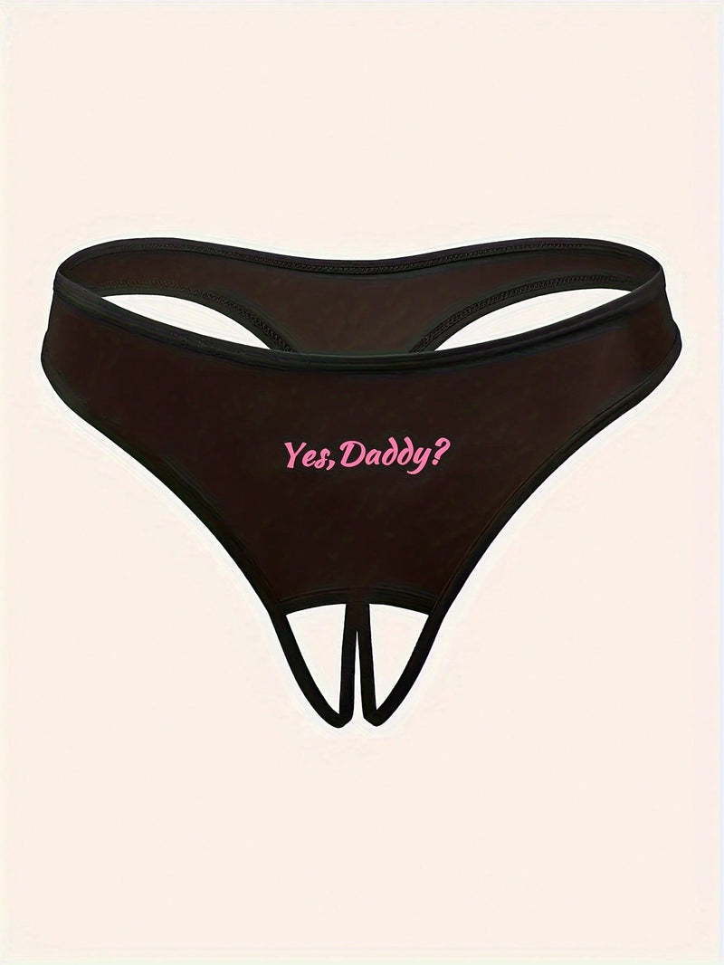 Tanga sexy e imprseionante para mujer con estampado, entrepierna abierta y personalidad en ropa interior