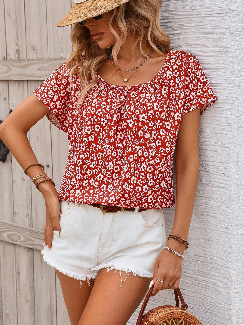 LUNE Blusa de verano para mujer con estampado floral pequeno de moda para el verano