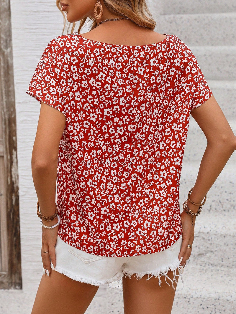 LUNE Blusa de verano para mujer con estampado floral pequeno de moda para el verano