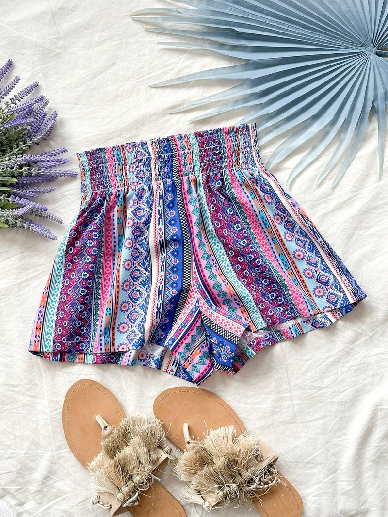 WYWH Mujeres verano casuales pantalones cortos flojos de cintura alta con cordon y estampado floral a rayas para vacaciones