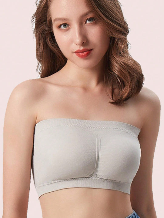 NEW Sujetador basico sin tirantes de doble capa para mujer con almohadilla para el pecho, sin alambre envuelto para evitar la exposicion de luz