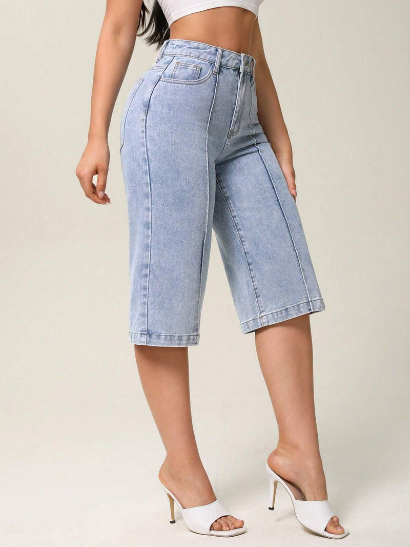 Essnce Jeans anchos para mujer de uso diario con corte a la altura de la cintura, para primavera y verano al aire libre