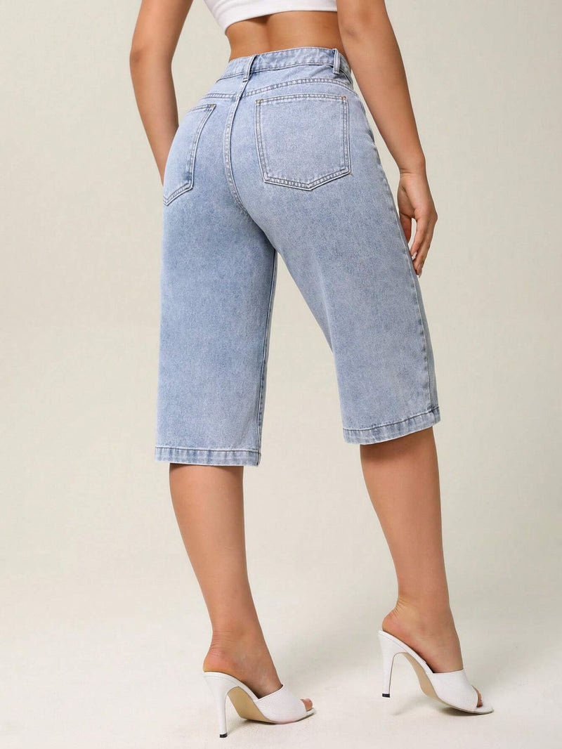 Essnce Jeans anchos para mujer de uso diario con corte a la altura de la cintura, para primavera y verano al aire libre