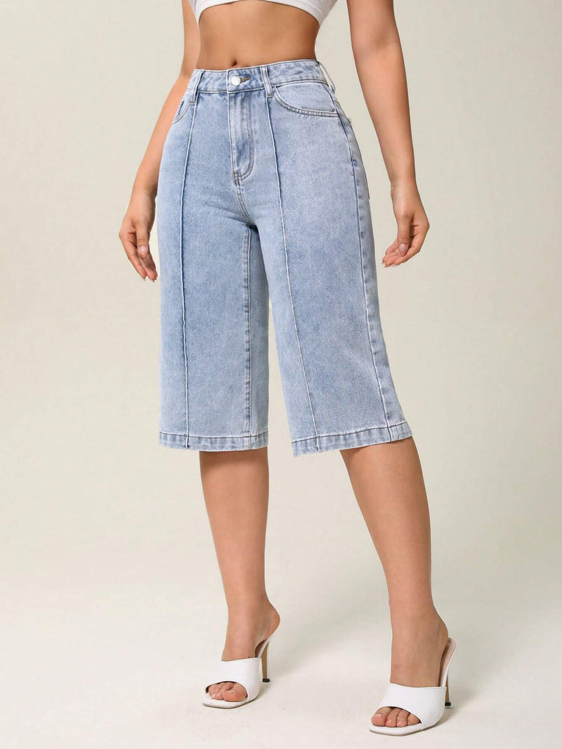 Essnce Jeans anchos para mujer de uso diario con corte a la altura de la cintura, para primavera y verano al aire libre