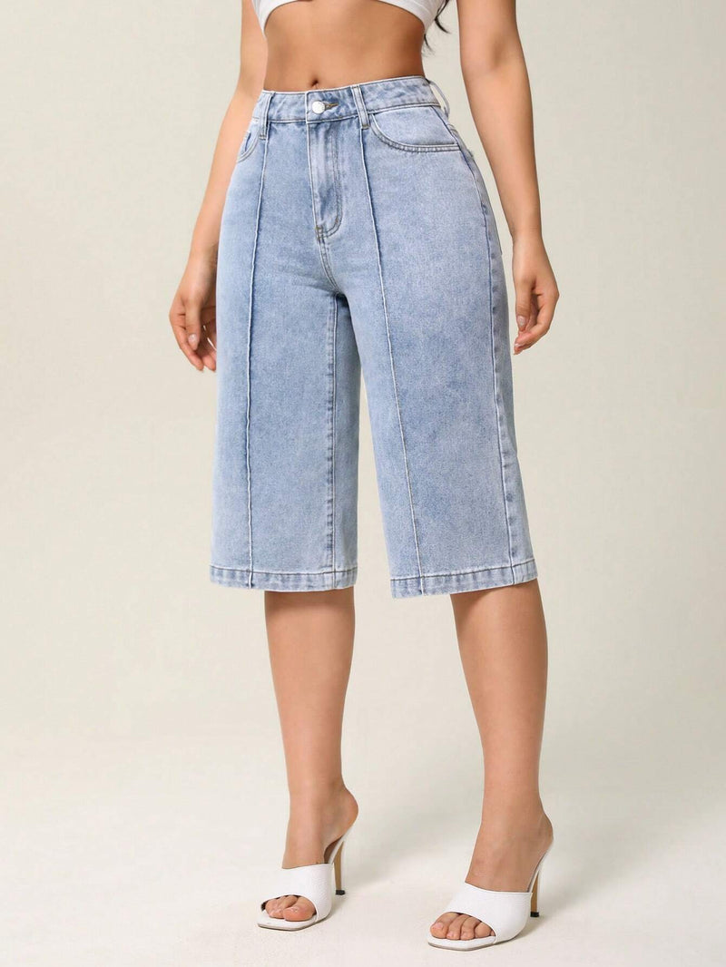 Essnce Jeans anchos para mujer de uso diario con corte a la altura de la cintura, para primavera y verano al aire libre