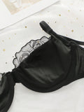 NEW Conjunto de ropa interior sexy para mujer en encaje negro con sujetador y panty