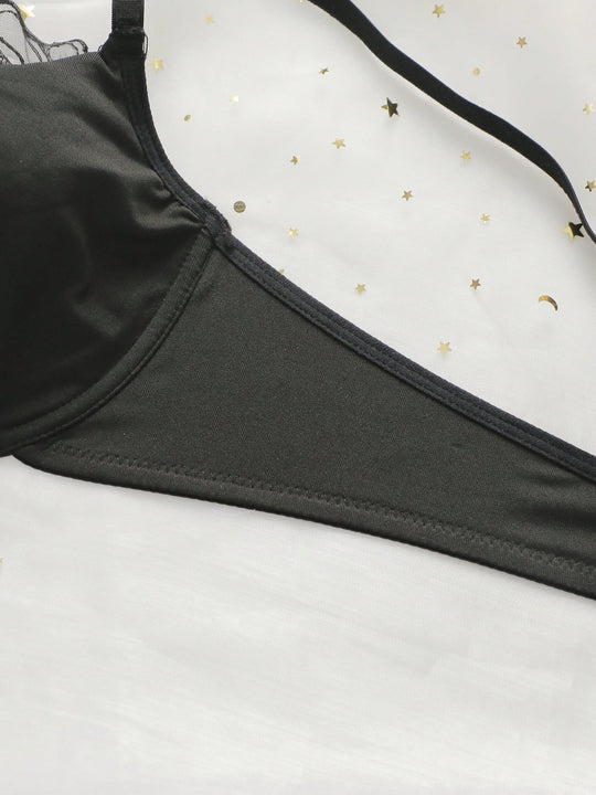 NEW Conjunto de ropa interior sexy para mujer en encaje negro con sujetador y panty