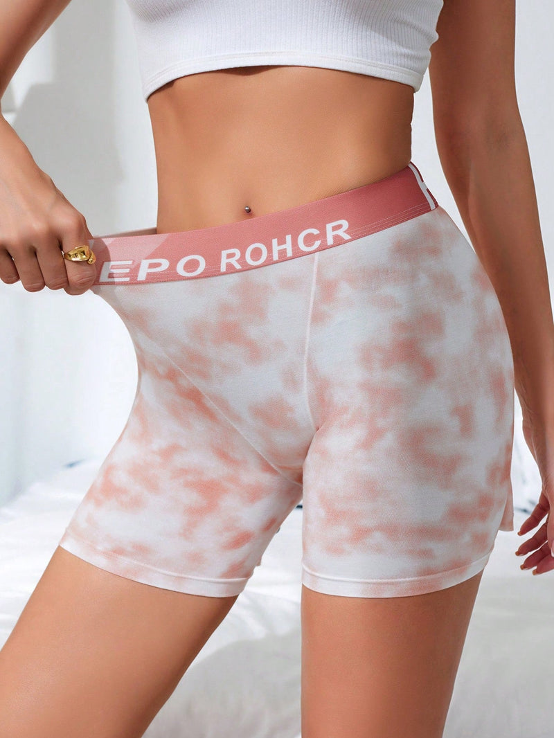 Pantalones anchos para mujer con cinturon tejido y estampado tie-dye para uso diario