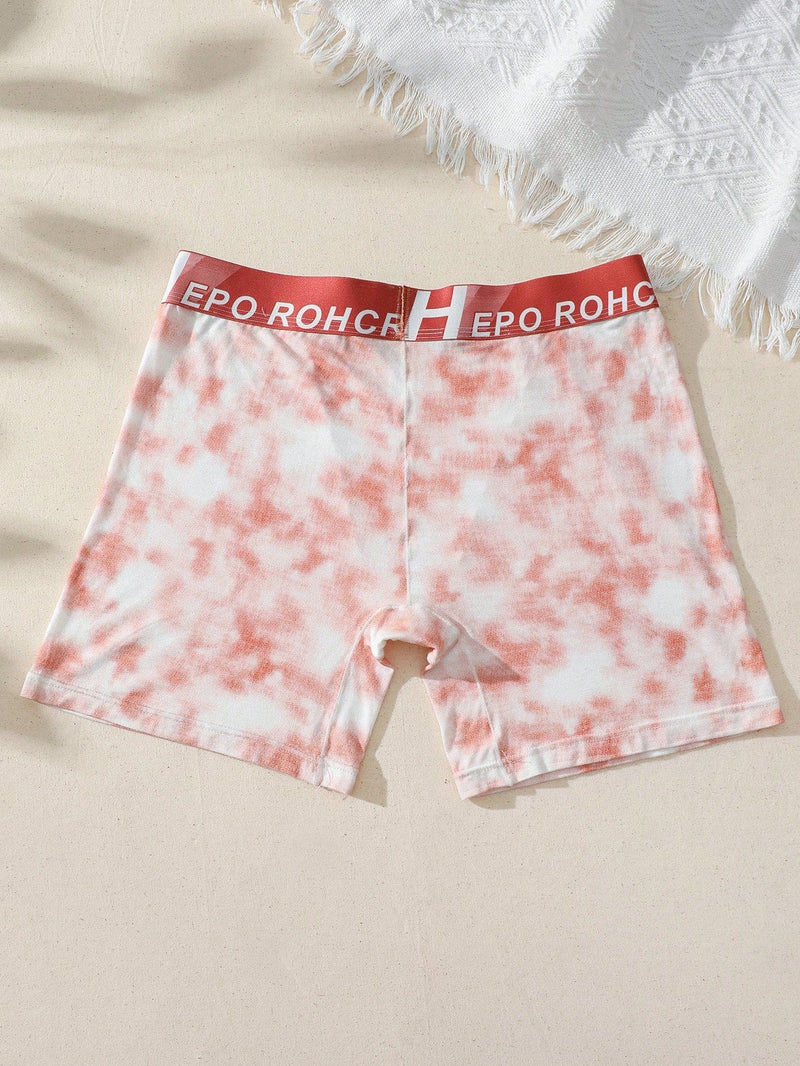 Pantalones anchos para mujer con cinturon tejido y estampado tie-dye para uso diario