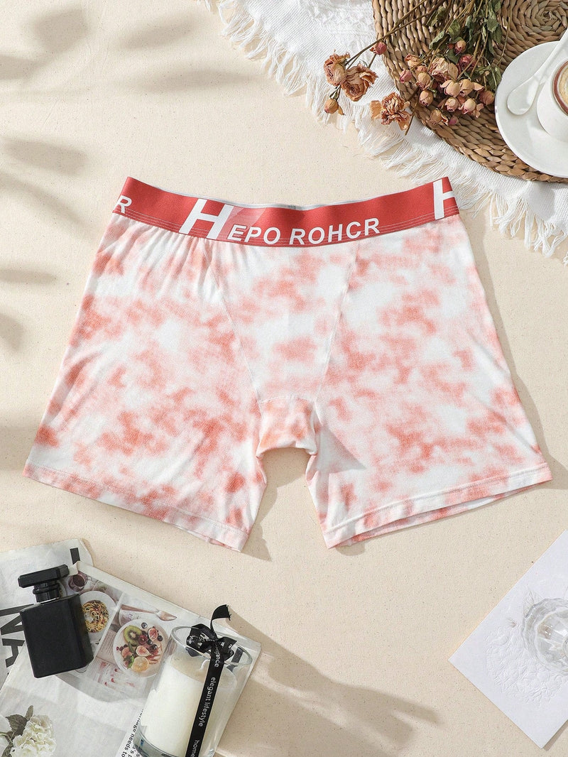 Pantalones anchos para mujer con cinturon tejido y estampado tie-dye para uso diario