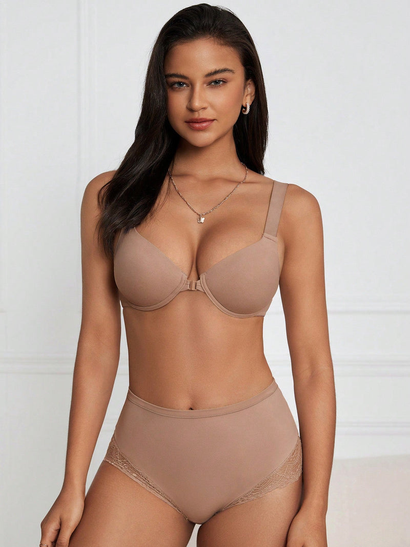 NEW  DesireSculpt Conjunto de 2 Bralette basicos suaves y comodos con correas anchas para los hombros, cierre frontal y diseno sin costuras