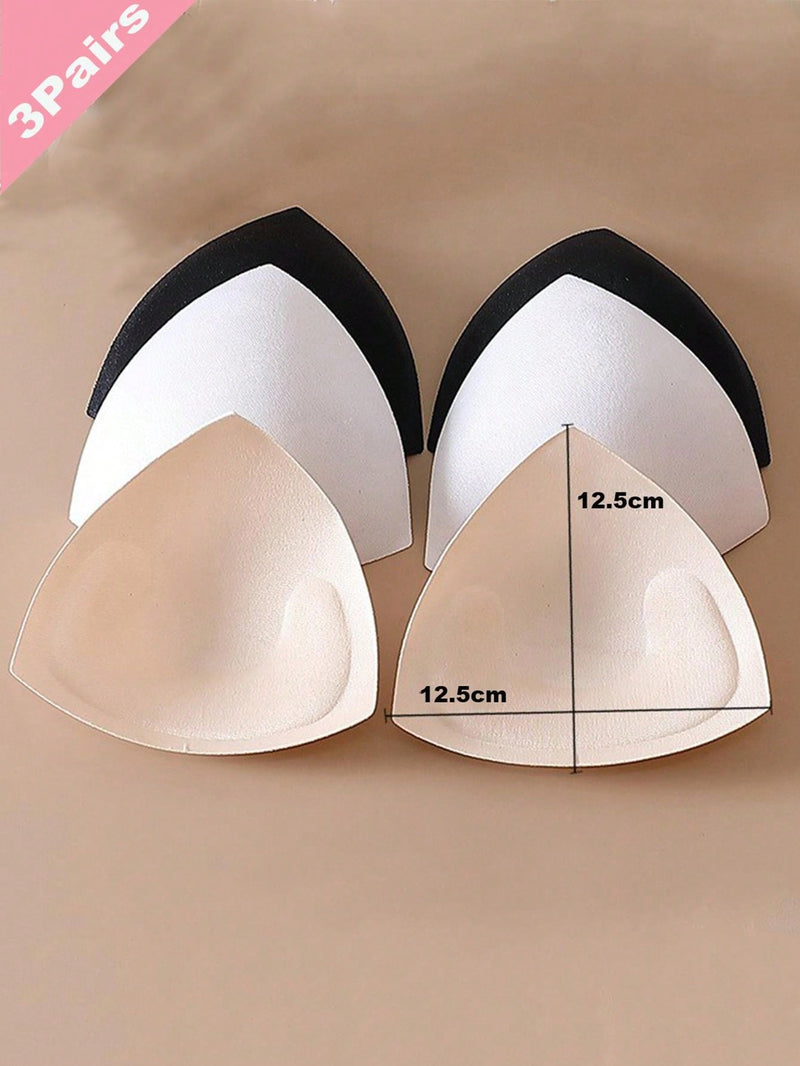 3 pares de almohadillas triangulares de esponja para Brasier, inserciones de Brasier delgado, transpirables para traje de bano/bikini/Brasier deportivo