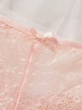 Set de sujetador de encaje con cable y panties con detalles de lazo, 1 pieza/set
