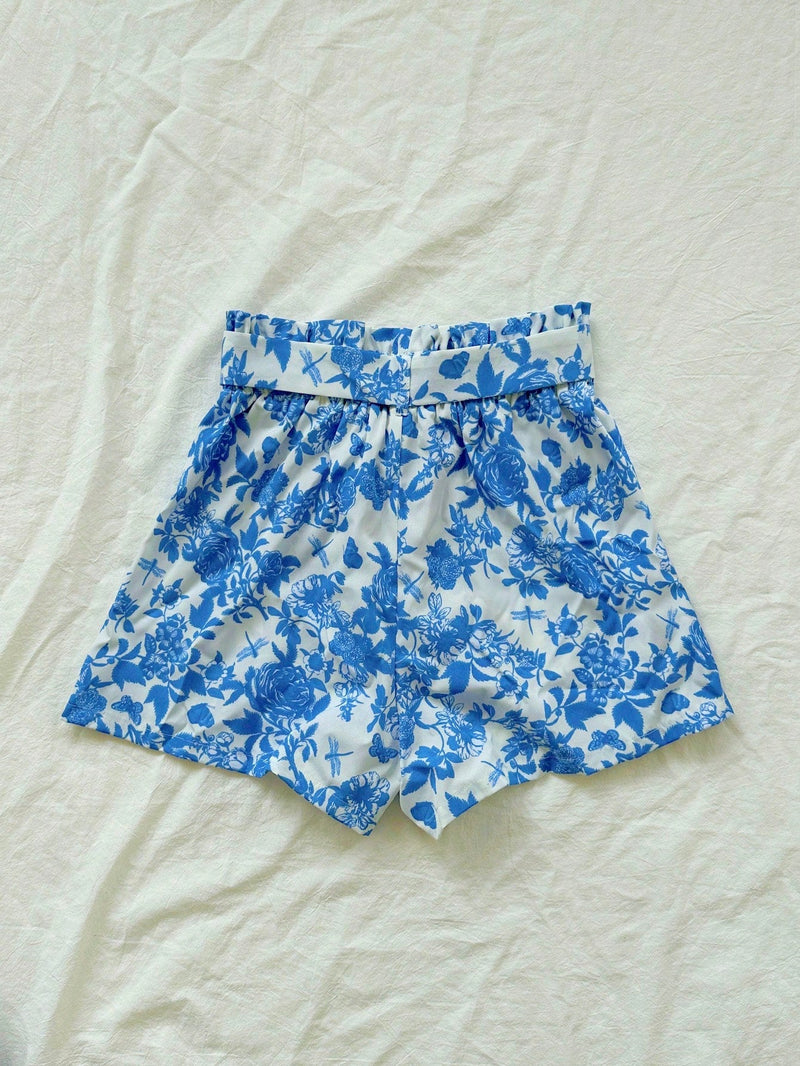 WYWH Shorts de flores para mujer para vacaciones con corbata en la cintura, corte holgado y estilo casual