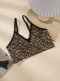Top de tirantes con estampado de leopardo ribete con encaje
