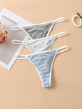 paquete de 3 tangas de punto de mujer con detalles de contraste