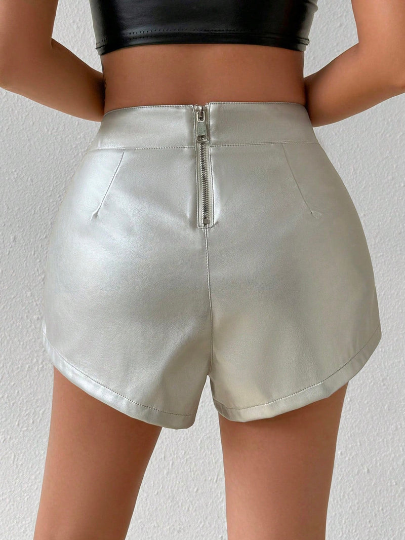 BAE Bermudas para mujeres con cremallera de metal en la espalda, moda de verano