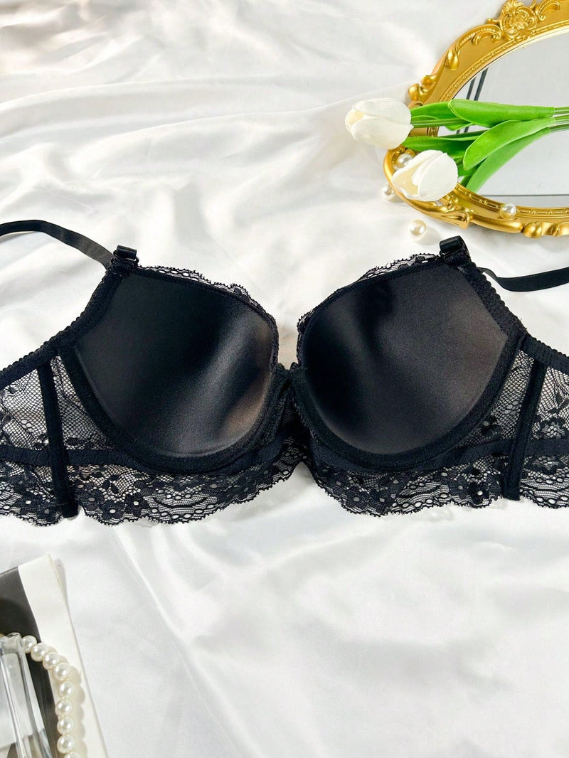 Brasier push-up de encaje para mujer con aros, pieza unica