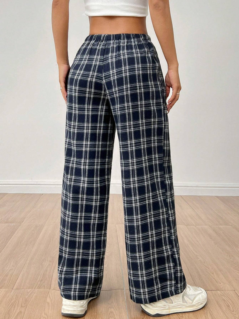 PETITE Pantalones de verano a cuadros para mujer con bolsillos