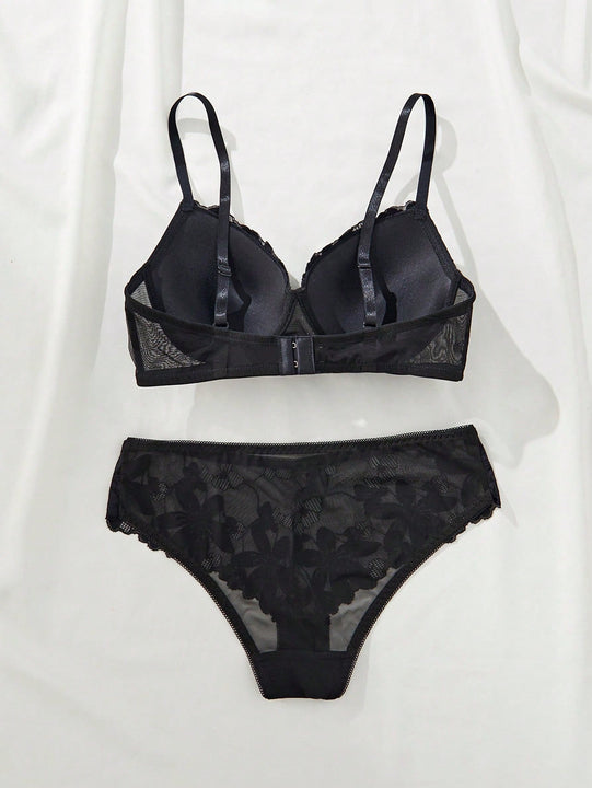 Set de 2 piezas de sujetador de encaje para mujer con aros