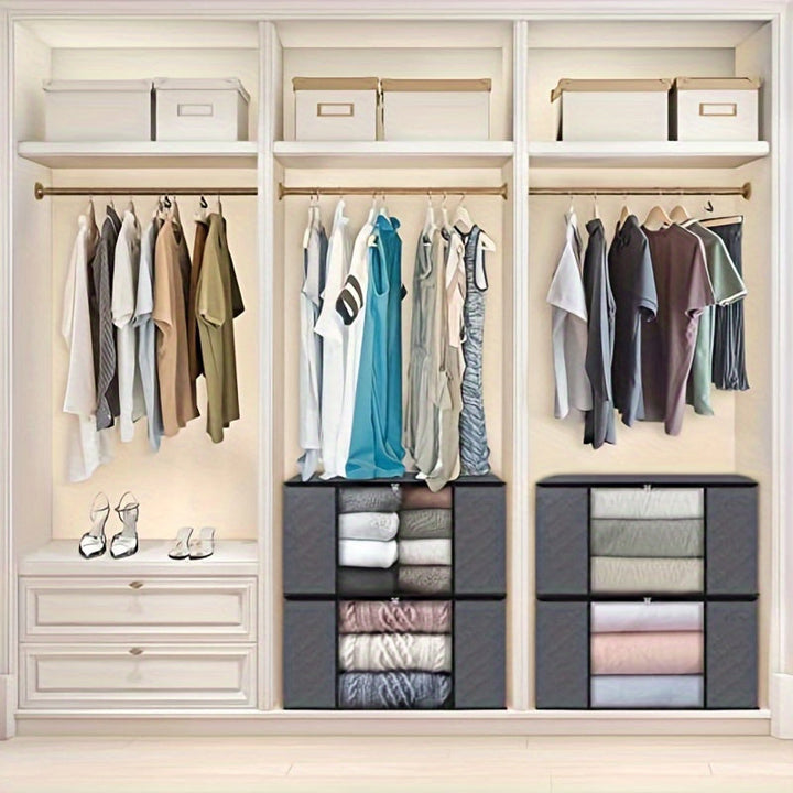 3/6pcs Bolsas de Almacenamiento de Tela Plegables de Gran Capacidad - Organizador Colapsable para Ropa, Mantas y Toallas - Perfecto para Dormitorio, Armario, Residencia Universitaria, Spa y Organización de Guardarropa, Solución de Almacenamiento para Dor