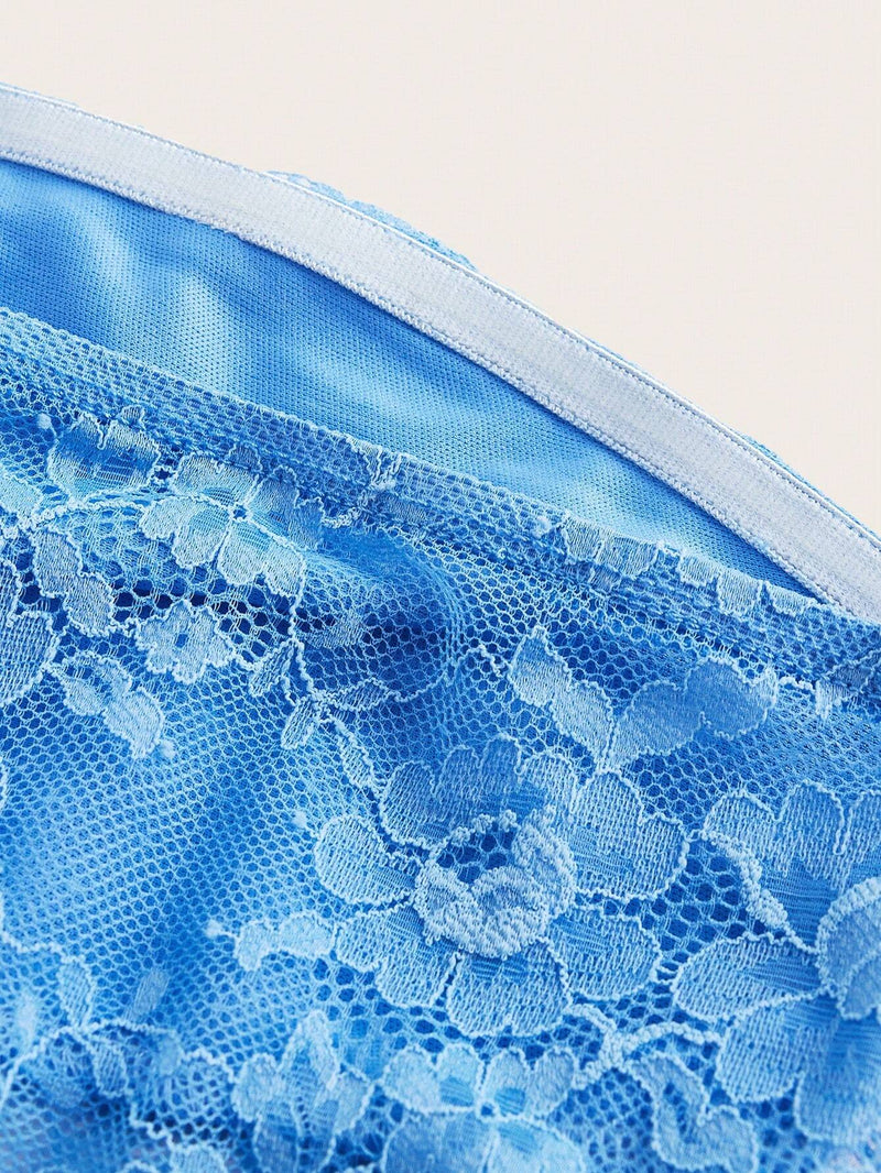 Essnce Top azul sin mangas con encaje decorado para mujeres