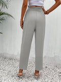 Frenchy pantalones regulares simples y lisos para mujeres para la vida diaria con cinturon