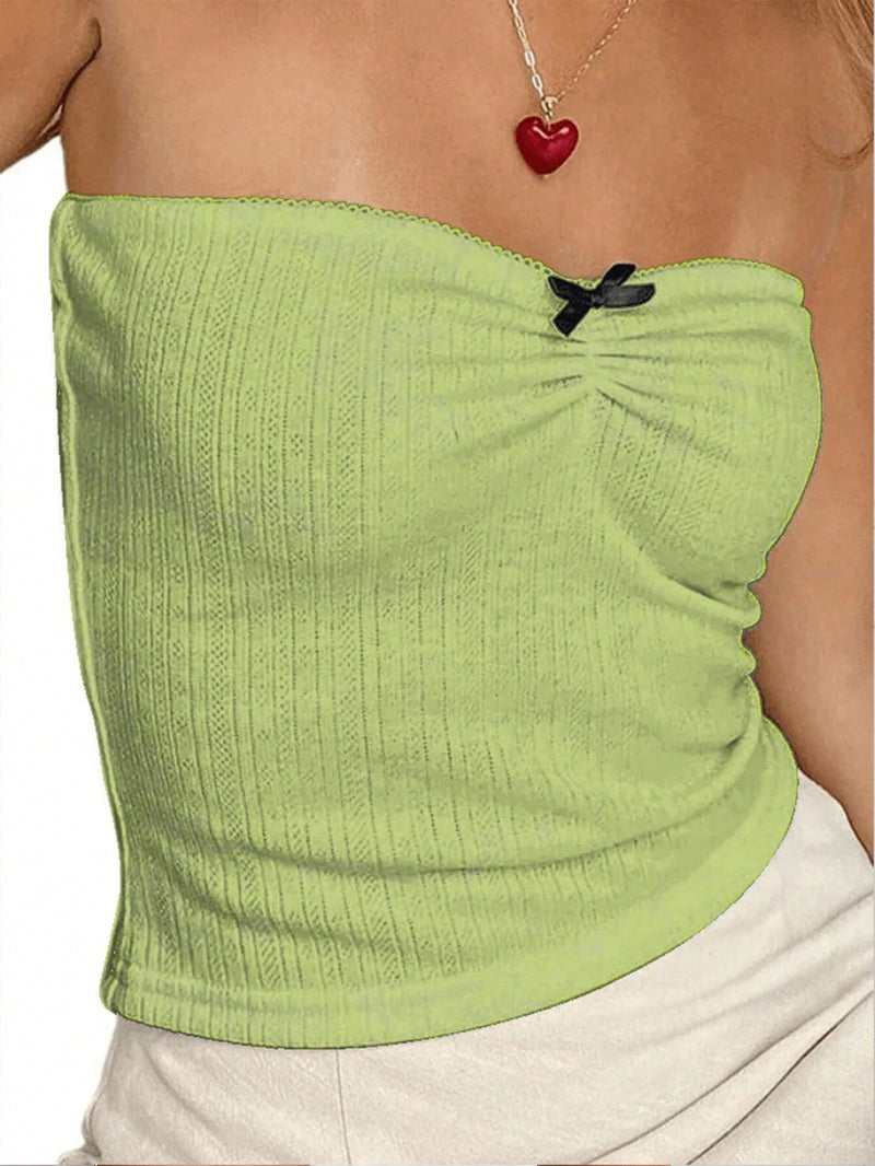 SXY Top informal de verano para mujer con detalle de Enterizo y corte sin tirantes