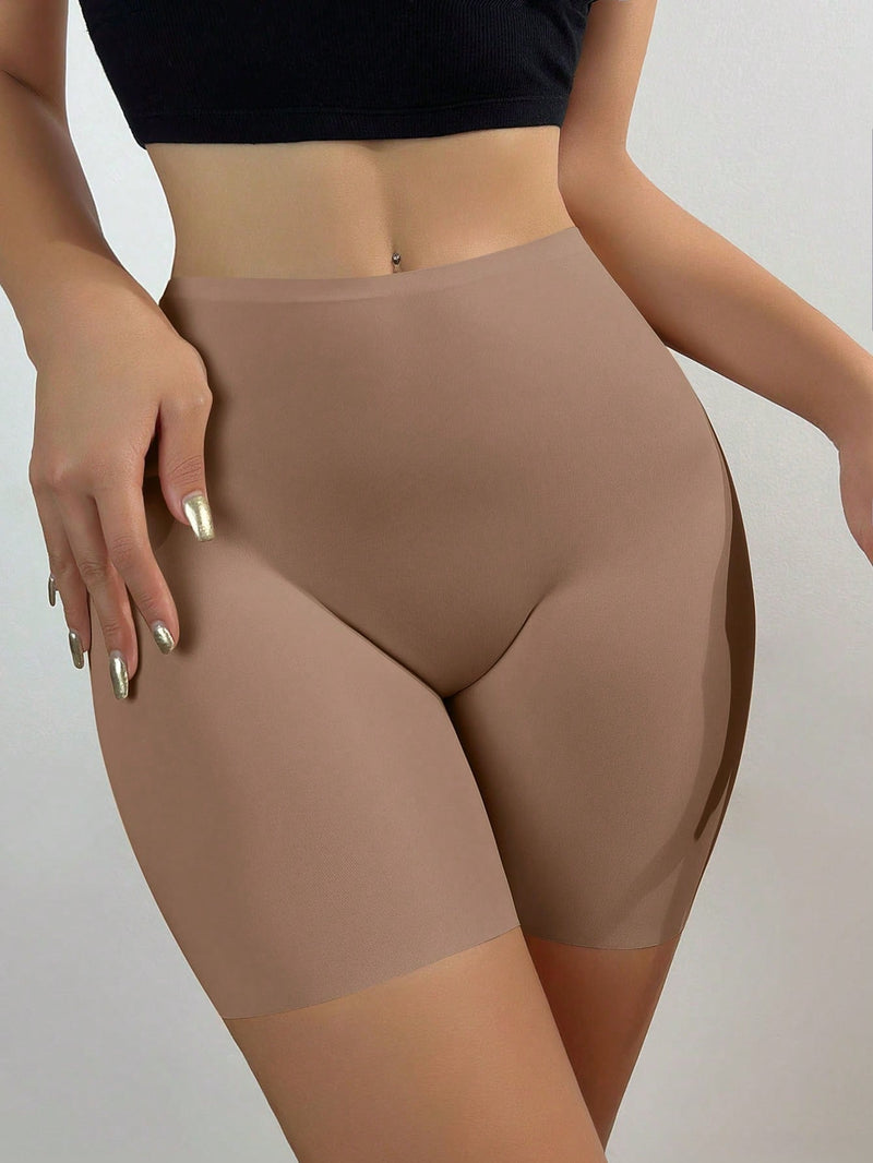 Shorts de seguridad sin costuras de cintura alta y pierna cuadrada de seda de hielo para mujeres, fondo elastico, levanta gluteos y controla el abdomen