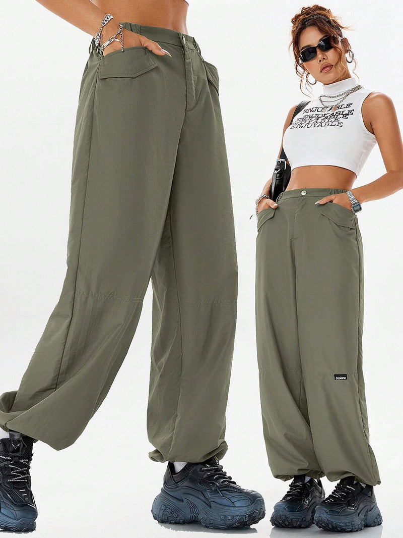 NEW  Coolane Pantalones jogger informales para mujer con bolsillos y punos elasticos, de unicolor