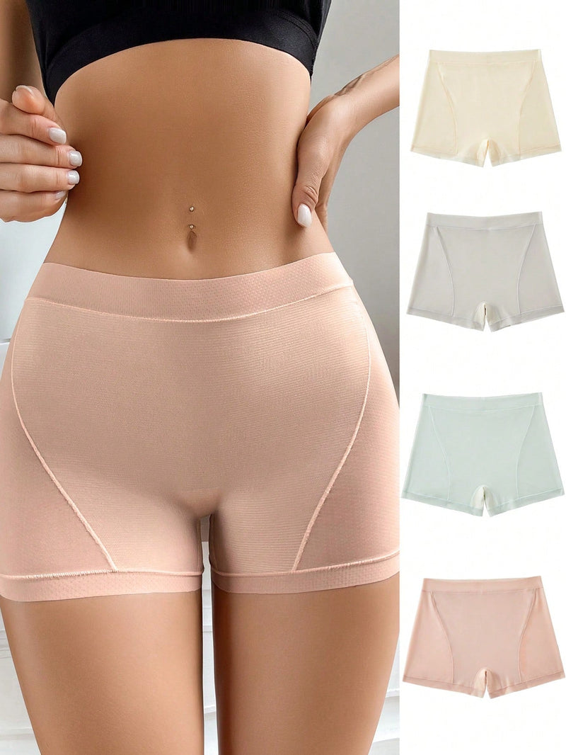 Paquete de 4 shorts comodos para mujer en unicolor de angulo recto