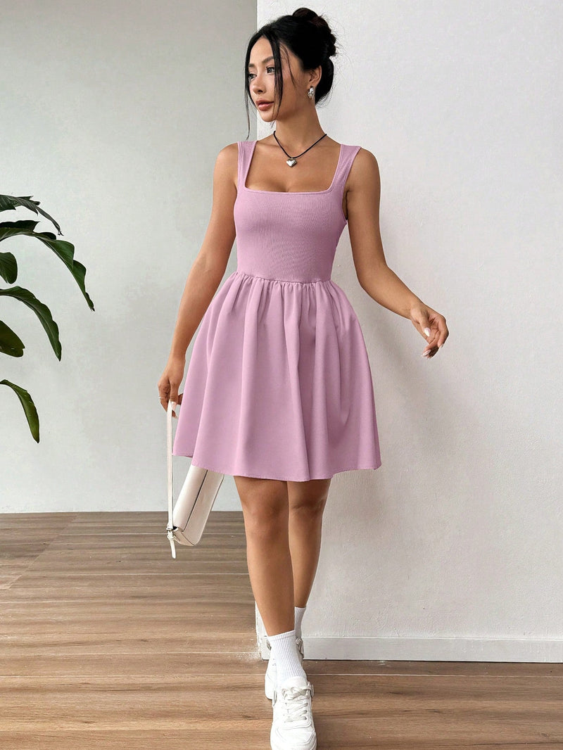 Vestido de moda para mujer de tirantes simples y diarios de unicolor