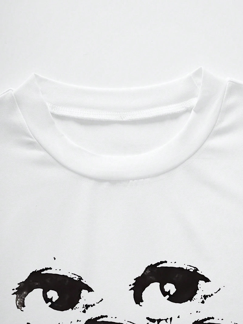 Camiseta informal de manga corta para mujer con estampado de ojo para el verano