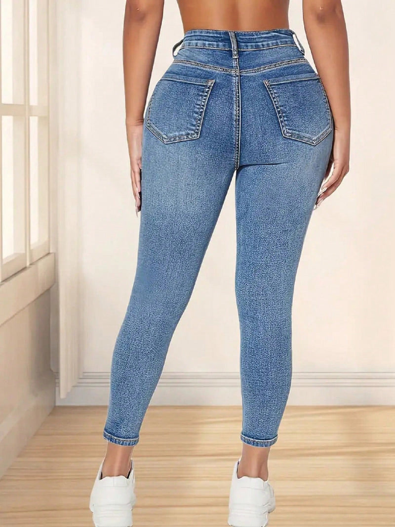 Pantalones Jeans entallados para mujer con bolsillos, adecuados para salidas diarias