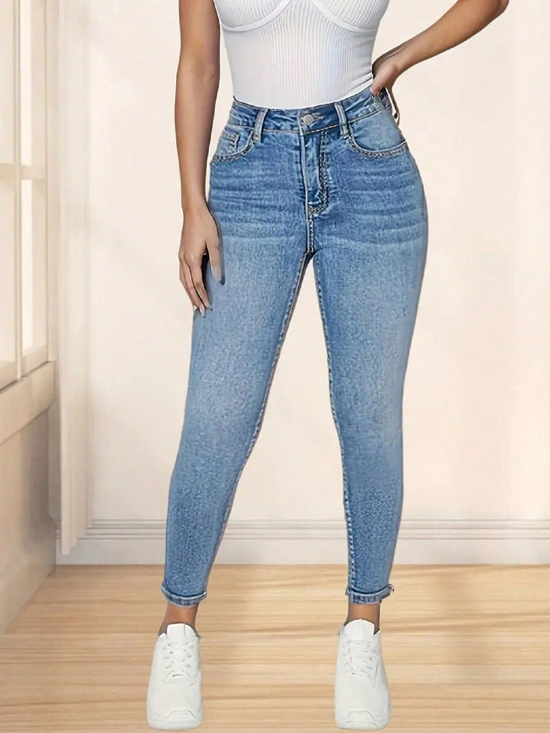 Pantalones Jeans entallados para mujer con bolsillos, adecuados para salidas diarias