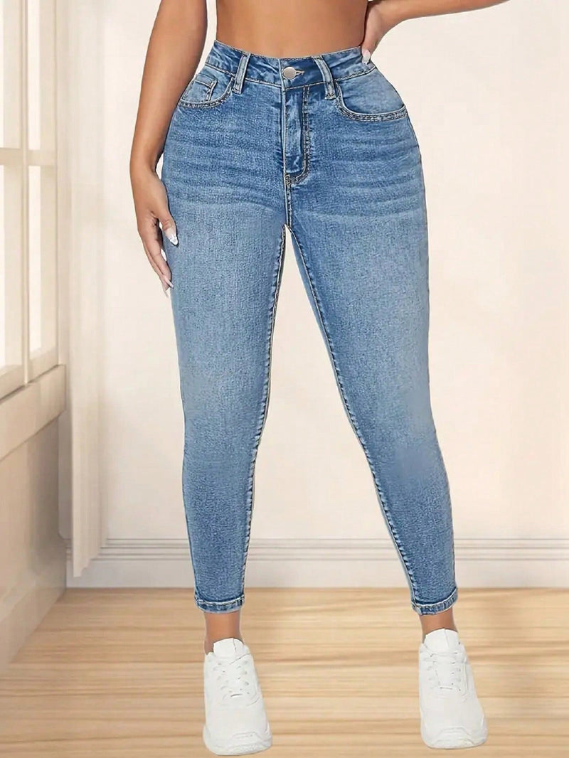 Pantalones Jeans entallados para mujer con bolsillos, adecuados para salidas diarias