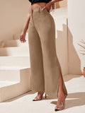 Clasi elegante pantalon regular de unicolor con bolsillos