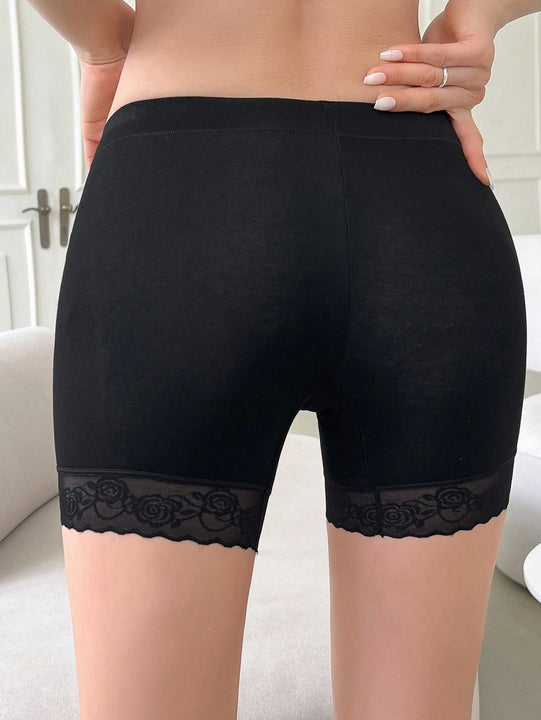 NEW DAZY Falda de mujer con encaje inferior y pantalones cortos de seguridad acoplados de patchwork