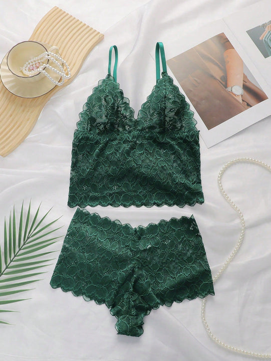 Conjunto de 2 piezas de sujetadores inalambricos de encaje para mujer