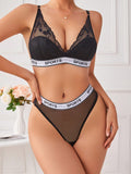 Conjunto de Brasier inalambrico con encaje para mujer de 2 piezas