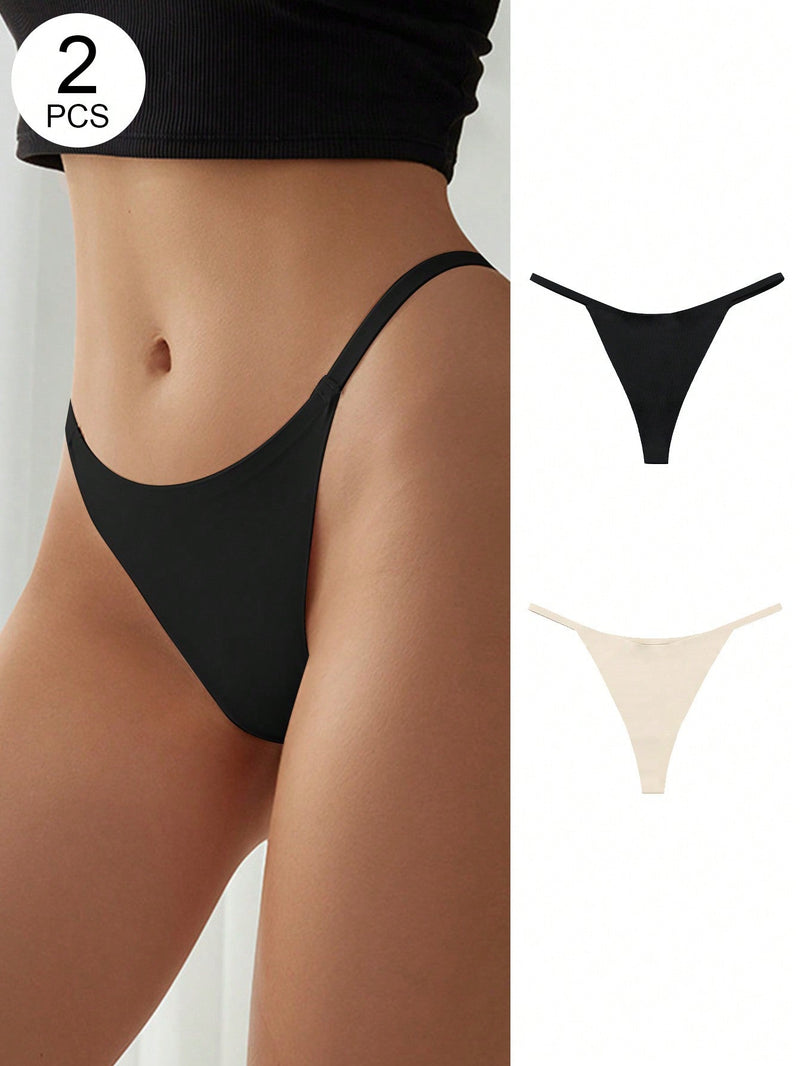 Set de 2 piezas de tanga sexy para mujer con finas correas