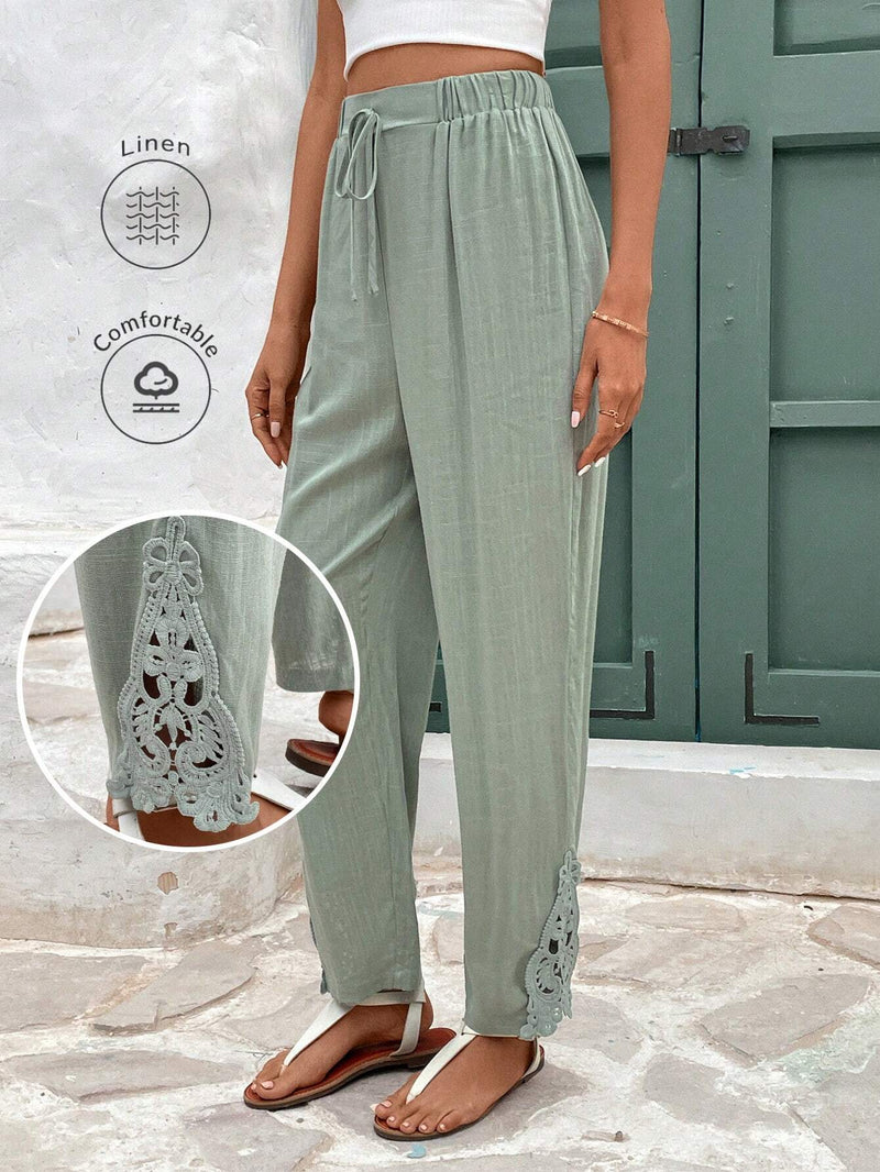 Frenchy Pantalones largos de cintura alta y unicolor sencillo para mujeres, de moda para el verano